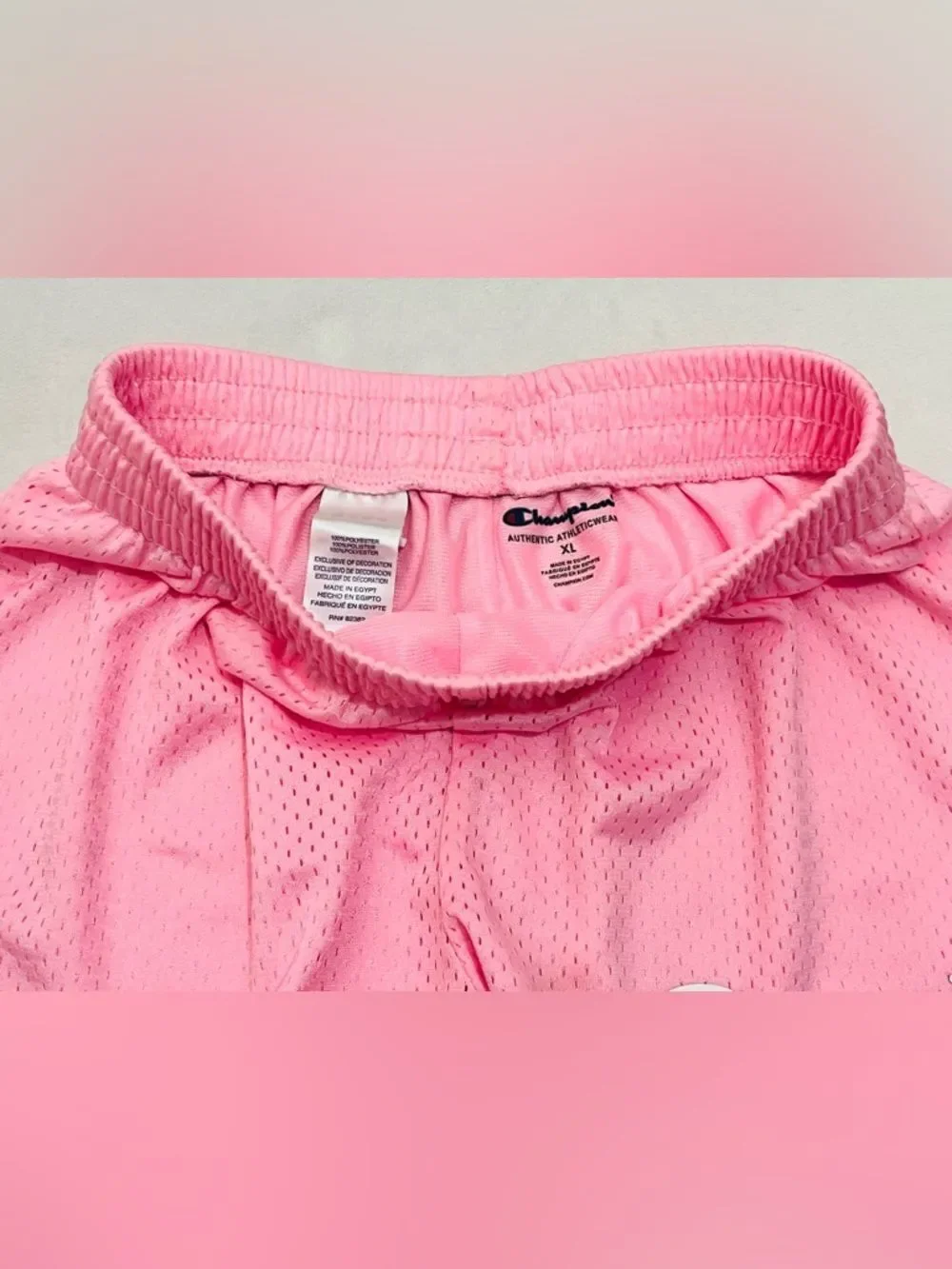 Champion Pink Vibrant Mesh Authentic Athletic Shorts w Script Logo Girls Sz XL